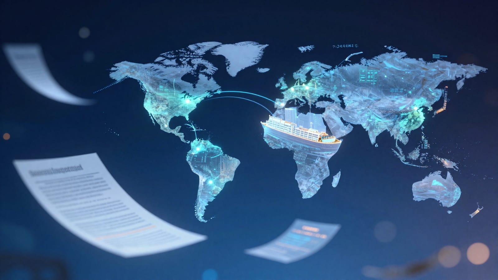 Abstract editorial illustration related to AI for Import-Export Business: A Practical 2026 Guide