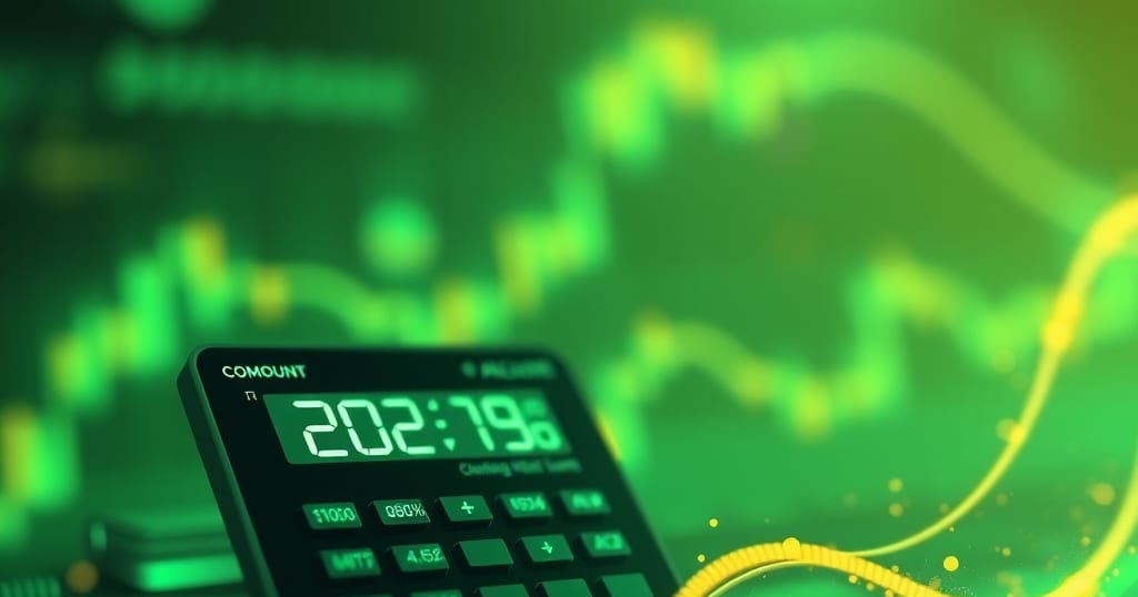 Abstract editorial illustration related to Compound Interest Calculator for Growing Trading Accounts
