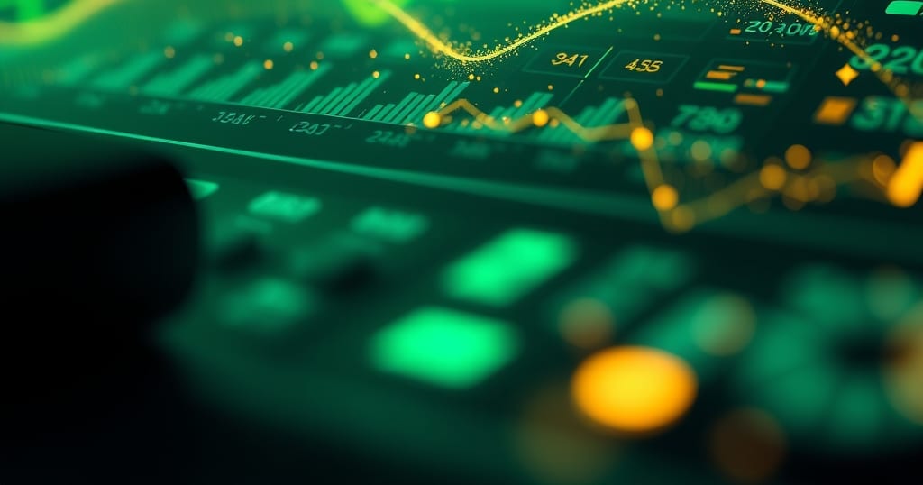 Abstract editorial illustration related to Compound Interest Calculator for Stock Trading: How It Works
