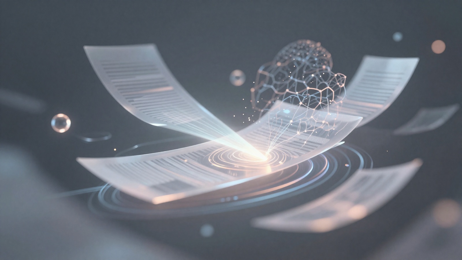 Abstract editorial illustration related to Using AI to Analyze SEC Filings for Better Trading Ideas